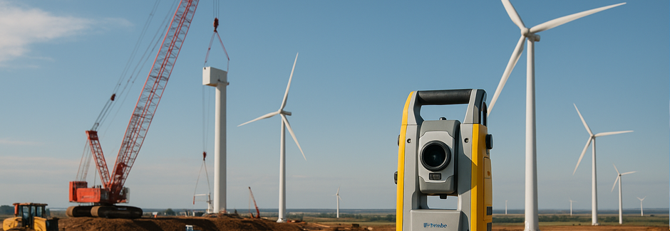 Wind turbine footings surveyed with GNSS and total station